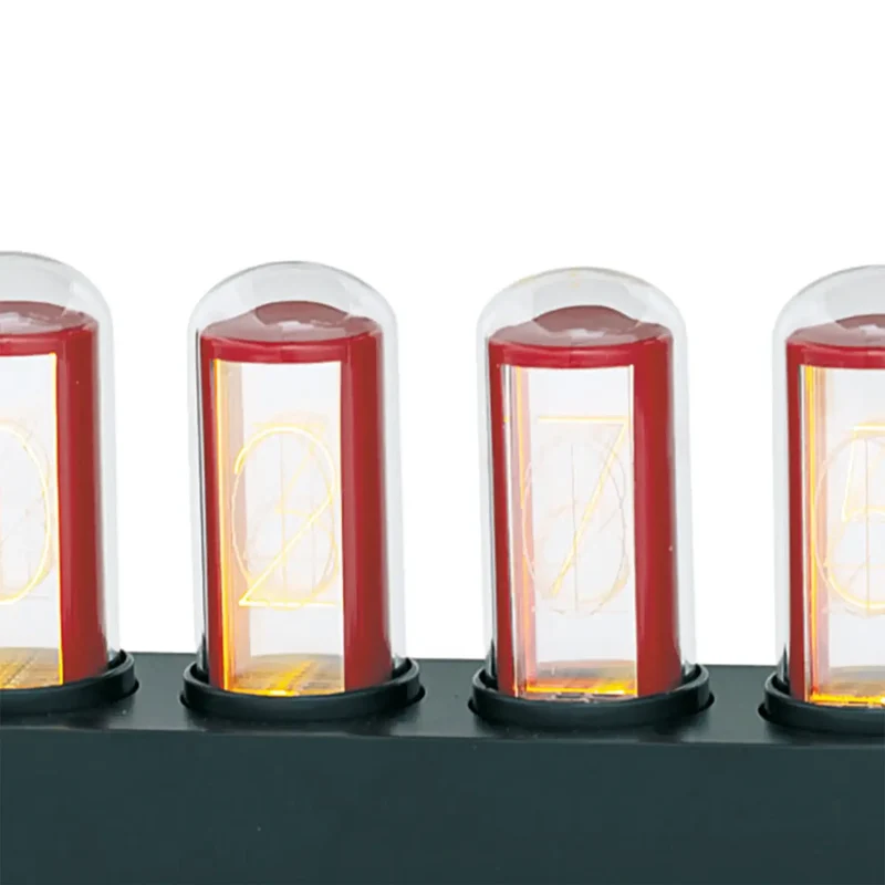 AMS Nixie T1319 Tischuhr Rotbraun • Retro-Glasröhren-Design • LED-Farbwechsel