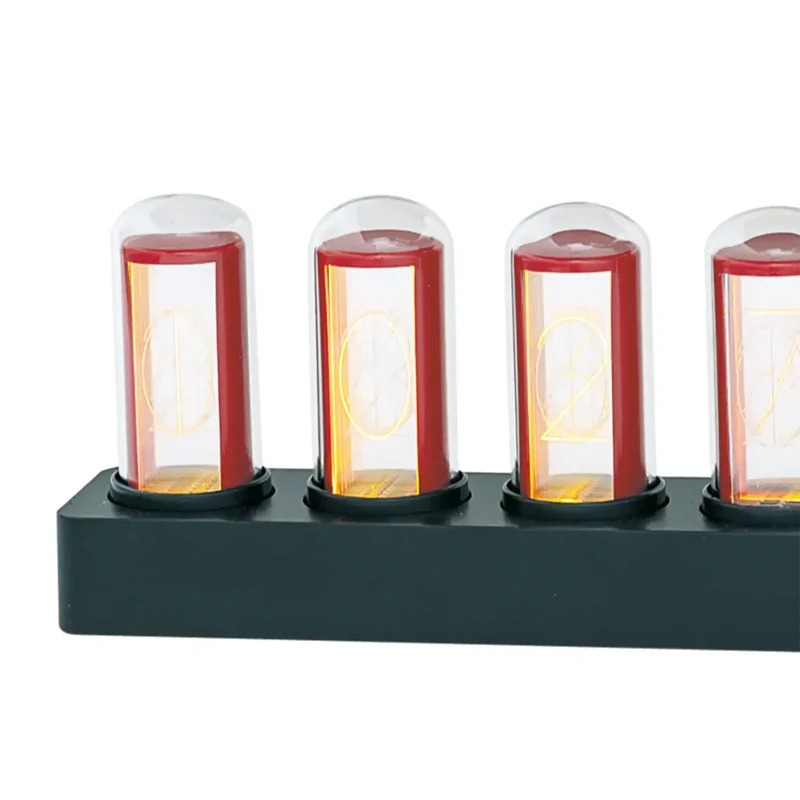 AMS Nixie T1319 Tischuhr Rotbraun • Retro-Glasröhren-Design • LED-Farbwechsel