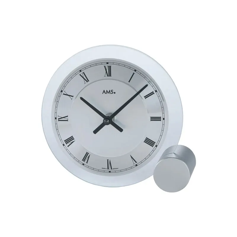 AMS T166 Tischuhr Silber • Quarzwerk • Modernes Design