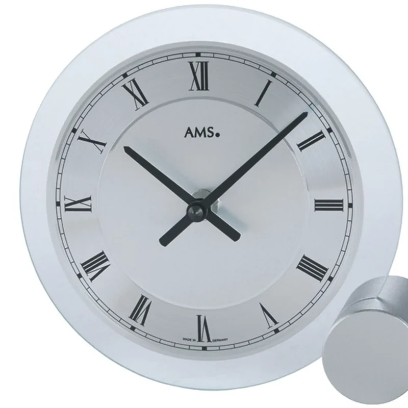 AMS T166 Tischuhr Silber • Quarzwerk • Modernes Design