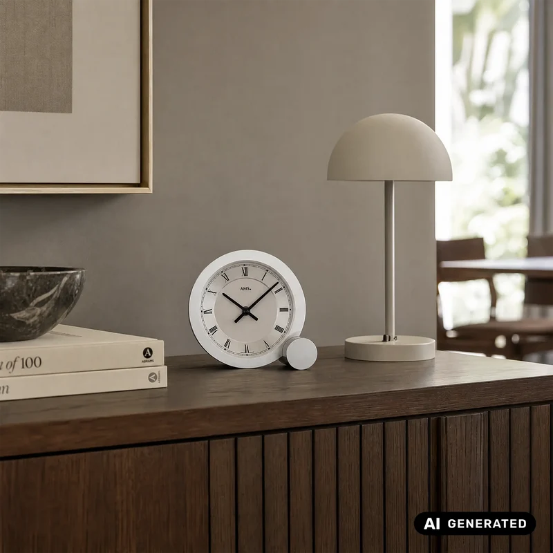 AMS T166 Tischuhr Silber • Quarzwerk • Modernes Design