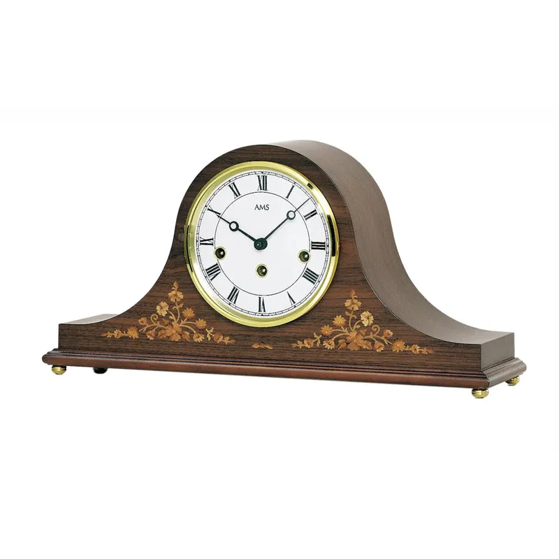 AMS T2188/1 Tischuhr Nussbaum • 8-Tage Westminster Schlagwerk • Nussbaumfurnier mit Intarsien