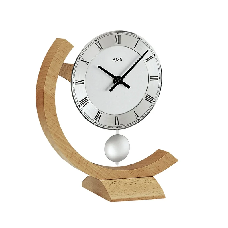 AMS Design T163 Tischuhr Buche • Quarz-Pendelwerk • Massivholzgehäuse