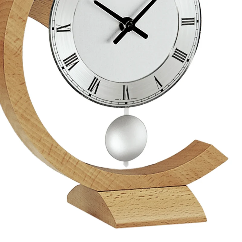 AMS Design T163 Tischuhr Buche • Quarz-Pendelwerk • Massivholzgehäuse