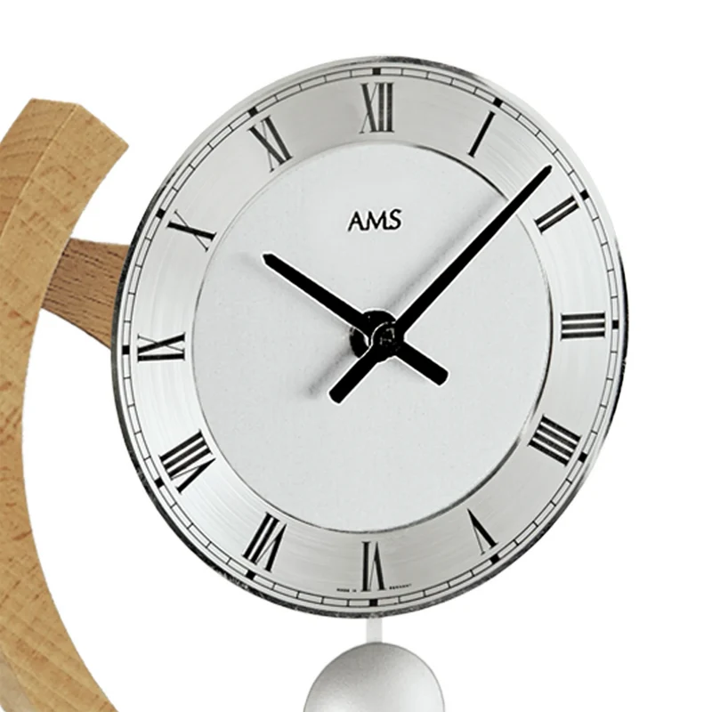 AMS Design T163 Tischuhr Buche • Quarz-Pendelwerk • Massivholzgehäuse