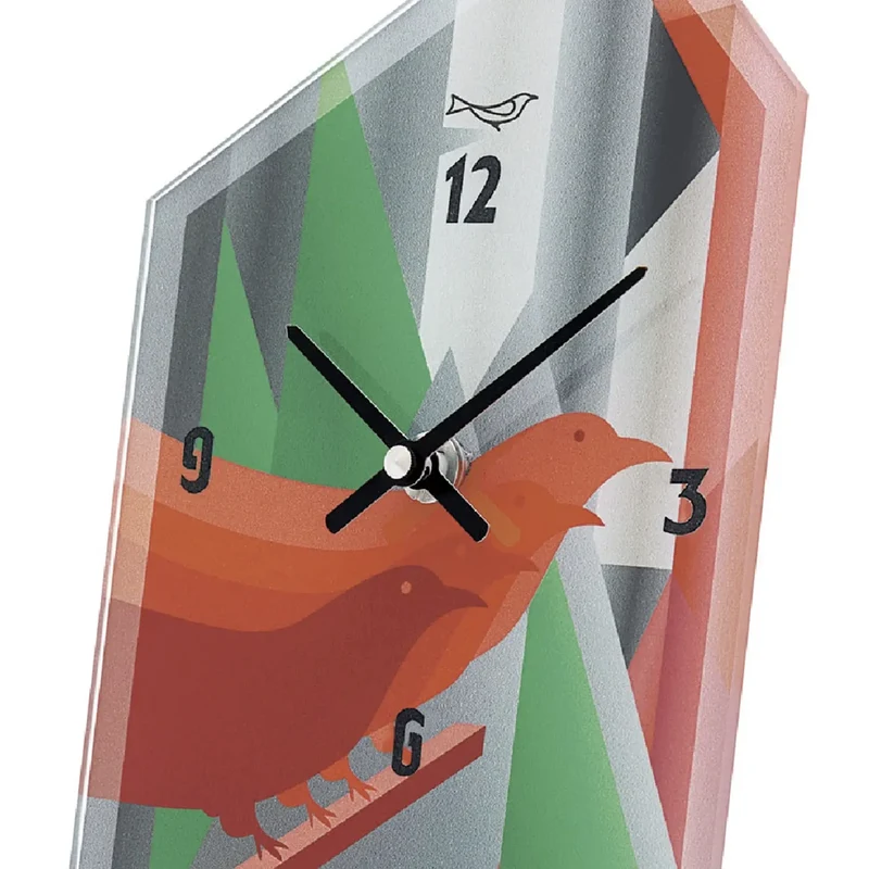 AMS T1254 Tischuhr Rot • Quarzwerk • Vogel-Design