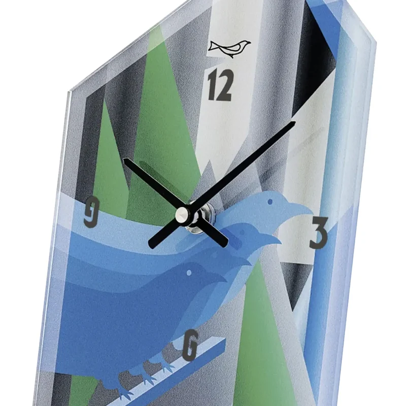 AMS T1253 Tischuhr Blau • Quarzwerk • Vogel-Design mit Acrylglas