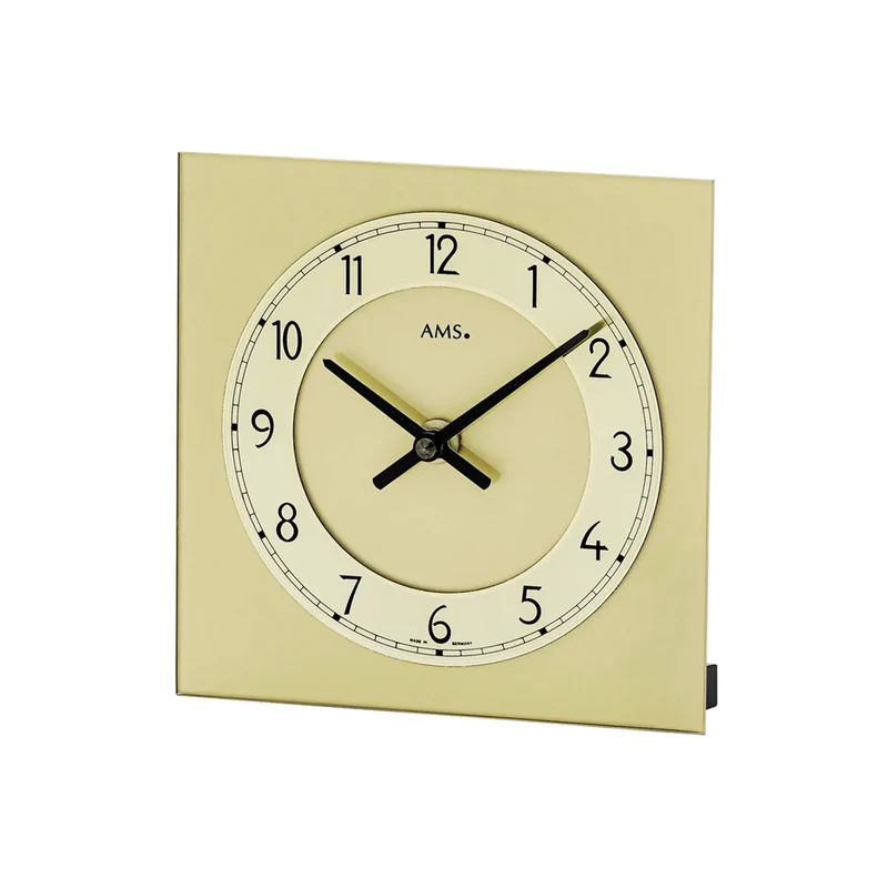 AMS T1249 Tischuhr Messing • Quarzwerk • Mineralglas