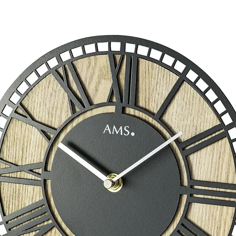 AMS T1231 Tischuhr Sonoma • Quarzwerk • Metall und Holz
