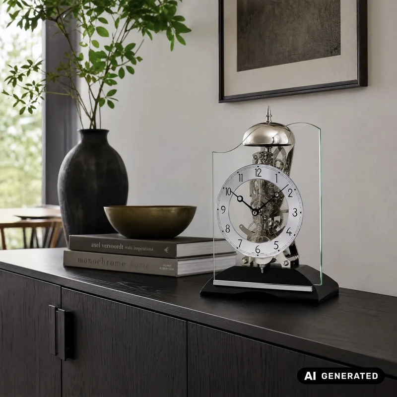 AMS T1188 Tischuhr Anthrazit • 14-Tage-Schlagwerk • Mineralglas