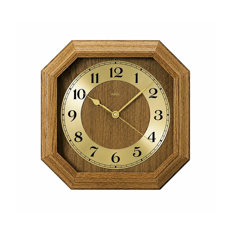 AMS F5864/4Q Wanduhr Eiche • Quarzwerk • Aluminium-Zahlenring