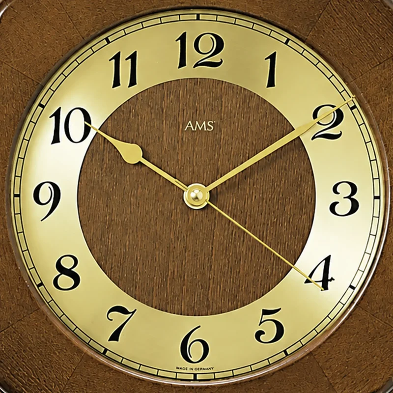 AMS Sölden F5862/1 Wanduhr Nussbaum • Massivholzgehäuse • Funkuhrwerk
