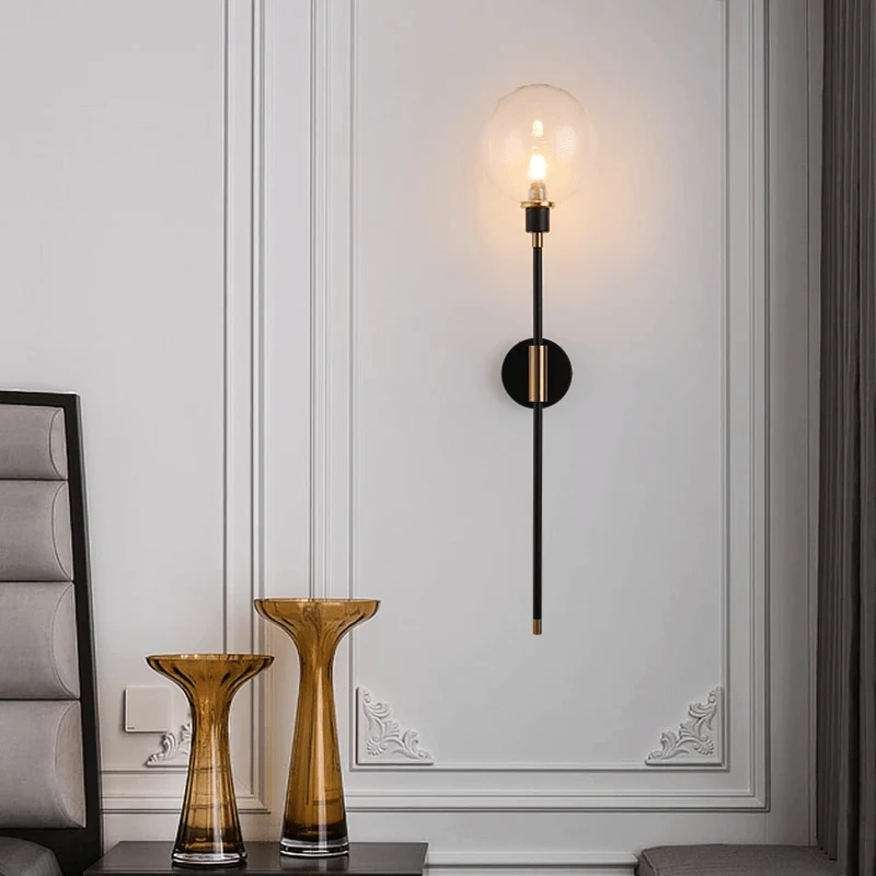 Moderne Glazen Wandlamp – Minimalistische Verlichting met Helder Glas – Beschikbaar in 3 Kapkleuren | Sansoti