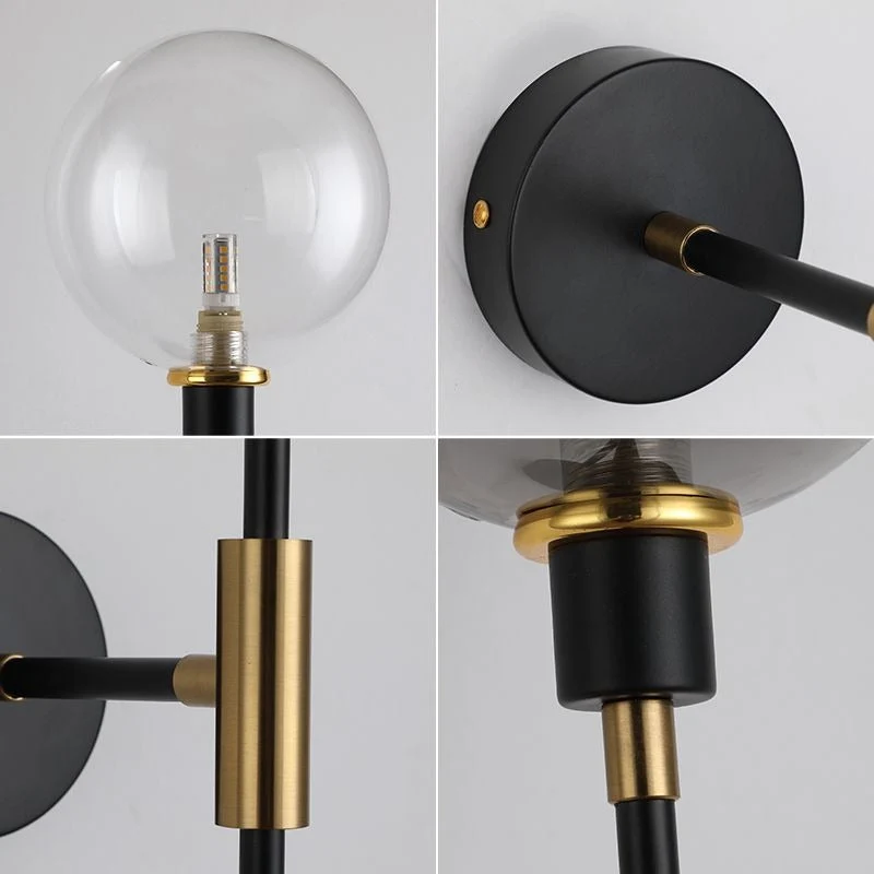 Moderne Glazen Wandlamp – Minimalistische Verlichting met Helder Glas – Beschikbaar in 3 Kapkleuren | Sansoti