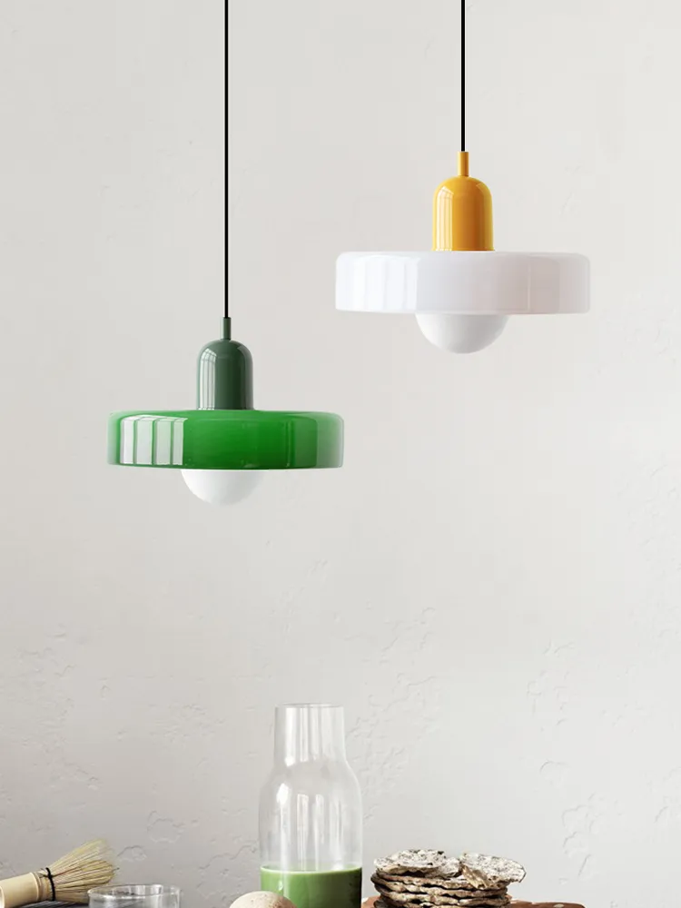 Glazen Hanglamp met Dubbele Kleurkap – Moderne Bauhaus-Stijl Verlichting voor Woon- en Eetkamer | Sansoti