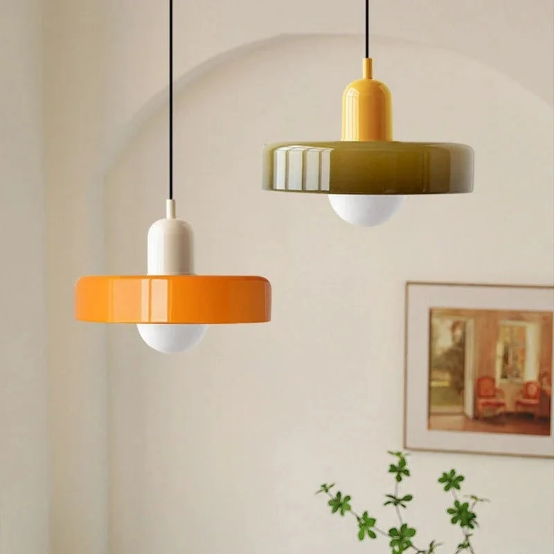 Glazen Hanglamp met Dubbele Kleurkap – Moderne Bauhaus-Stijl Verlichting voor Woon- en Eetkamer | Sansoti