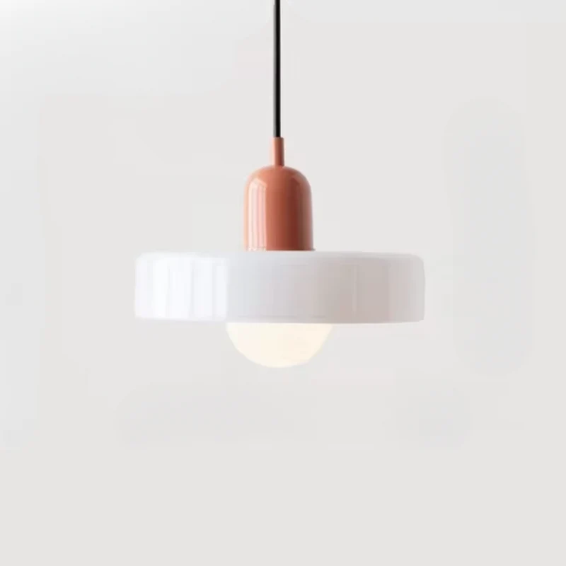 Glazen Hanglamp met Dubbele Kleurkap – Moderne Bauhaus-Stijl Verlichting voor Woon- en Eetkamer | Sansoti