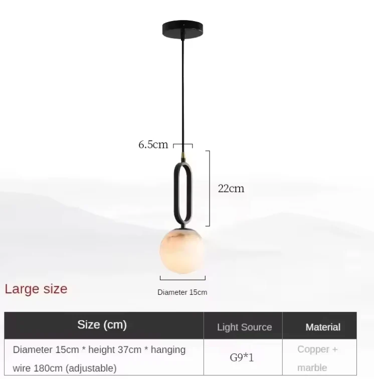 Natuurstenen Marmeren Hanglamp – Luxe Scandinavische Verlichting met Koperen Details | Sansoti