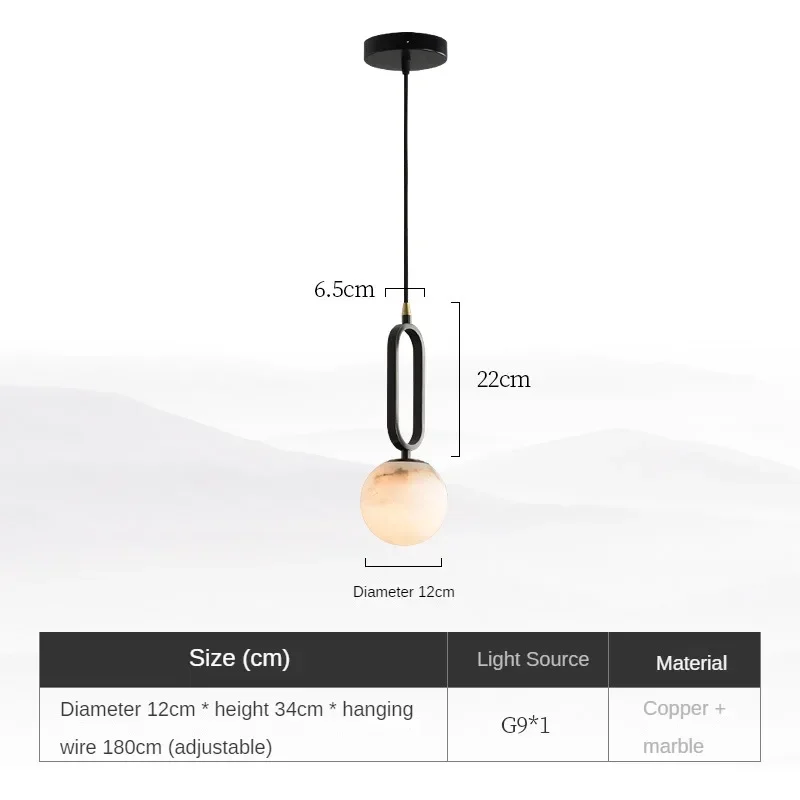 Natuurstenen Marmeren Hanglamp – Luxe Scandinavische Verlichting met Koperen Details | Sansoti