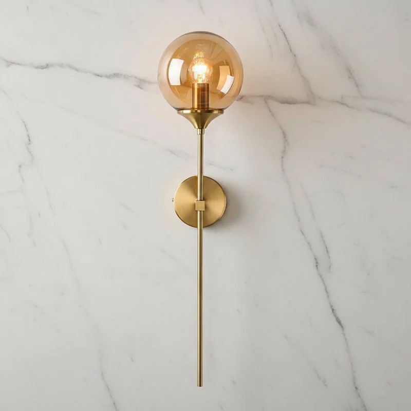 Moderne Wandlamp met Glazen Kap – Chroom of Gouden Afwerking – Scandinavische Stijl | Sansoti