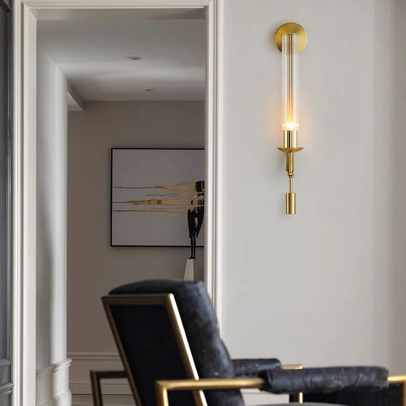 Moderne Wandlamp Goud — Elegante Muurverlichting voor Slaapkamer Woonkamer | Scandinavisch Design Wandspot | Sansoti