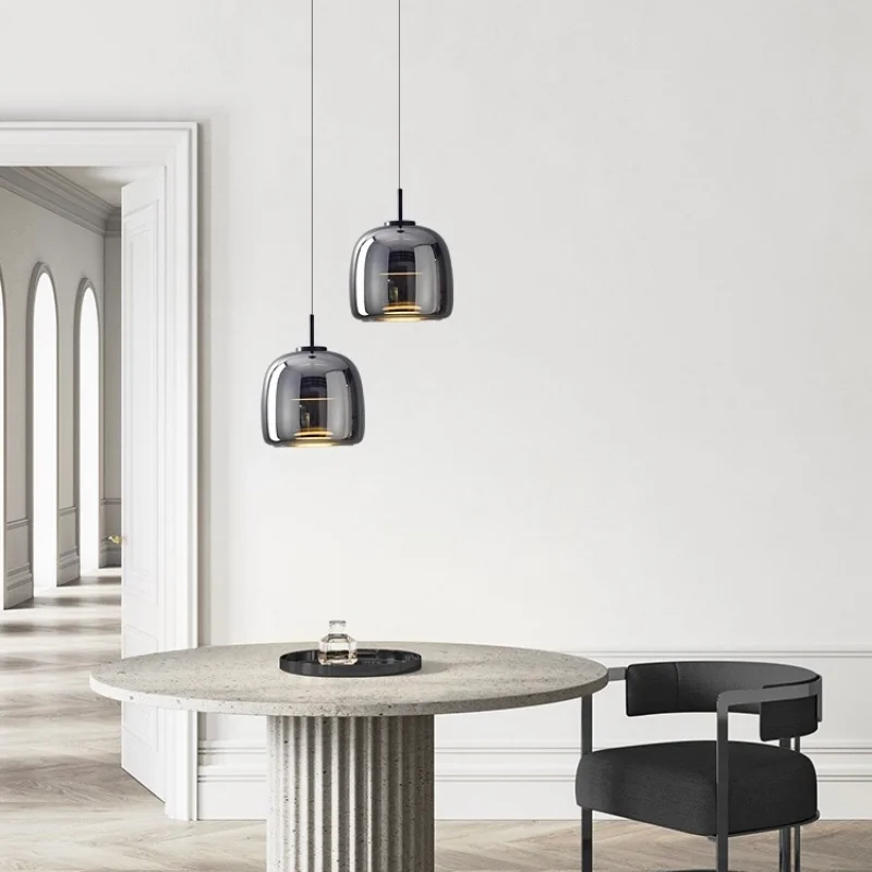 Scandinavische Glazen Hanglamp – Warm Sfeerlicht met Amber, Helder of Grijs Glas – Ø 15, 25 of 35 cm – Moderne Verlichting voor Keuken, Eetkamer en Woonkamer | Sansoti