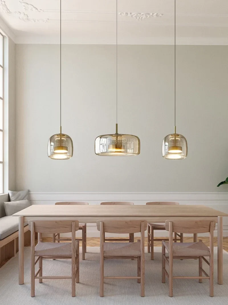 Scandinavische Glazen Hanglamp – Warm Sfeerlicht met Amber, Helder of Grijs Glas – Ø 15, 25 of 35 cm – Moderne Verlichting voor Keuken, Eetkamer en Woonkamer | Sansoti