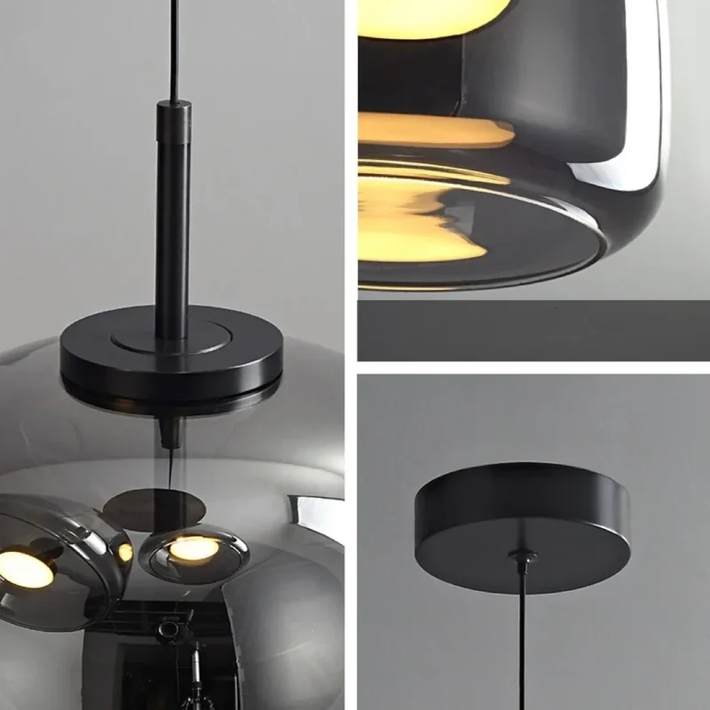 Scandinavische Glazen Hanglamp – Warm Sfeerlicht met Amber, Helder of Grijs Glas – Ø 15, 25 of 35 cm – Moderne Verlichting voor Keuken, Eetkamer en Woonkamer | Sansoti