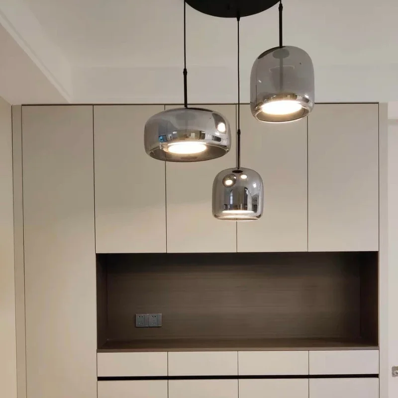 Scandinavische Glazen Hanglamp – Warm Sfeerlicht met Amber, Helder of Grijs Glas – Ø 15, 25 of 35 cm – Moderne Verlichting voor Keuken, Eetkamer en Woonkamer | Sansoti