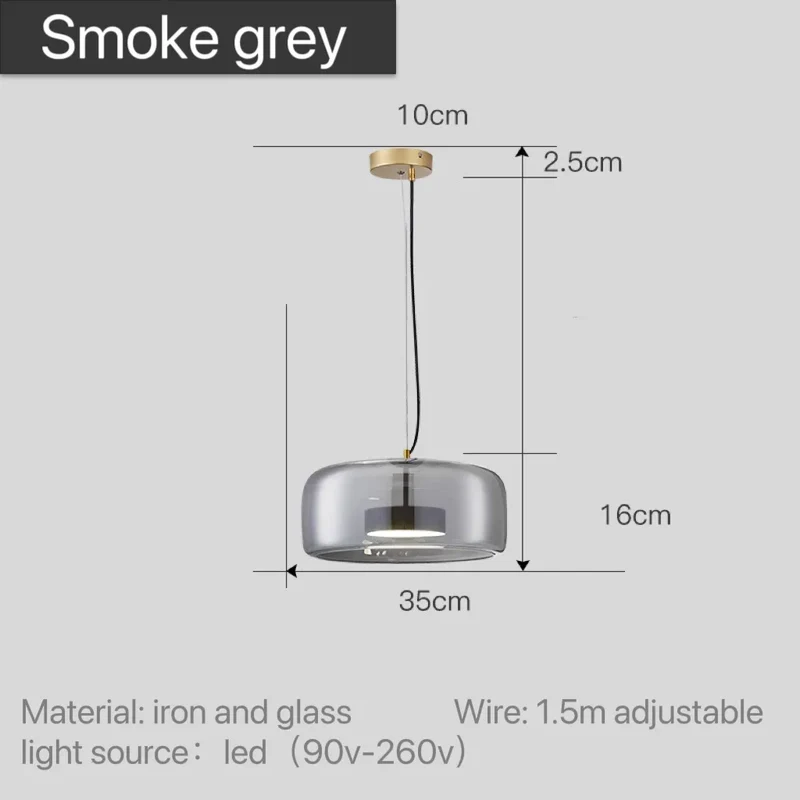 Scandinavische Glazen Hanglamp – Warm Sfeerlicht met Amber, Helder of Grijs Glas – Ø 15, 25 of 35 cm – Moderne Verlichting voor Keuken, Eetkamer en Woonkamer | Sansoti