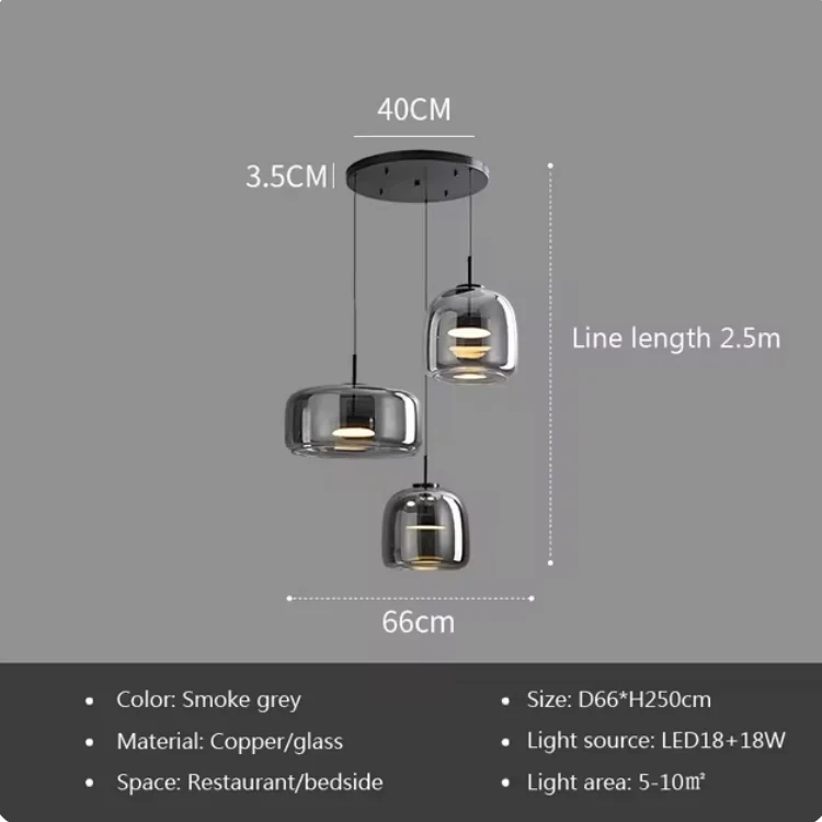 Scandinavische Glazen Hanglamp – Warm Sfeerlicht met Amber, Helder of Grijs Glas – Ø 15, 25 of 35 cm – Moderne Verlichting voor Keuken, Eetkamer en Woonkamer | Sansoti