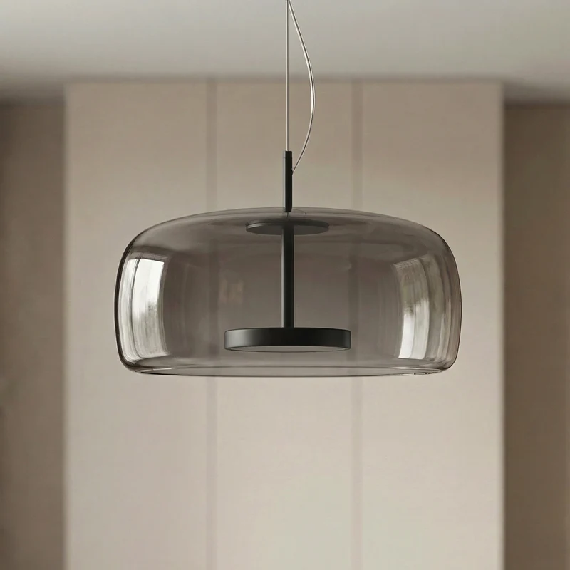 Scandinavische Glazen Hanglamp – Warm Sfeerlicht met Amber, Helder of Grijs Glas – Ø 15, 25 of 35 cm – Moderne Verlichting voor Keuken, Eetkamer en Woonkamer | Sansoti