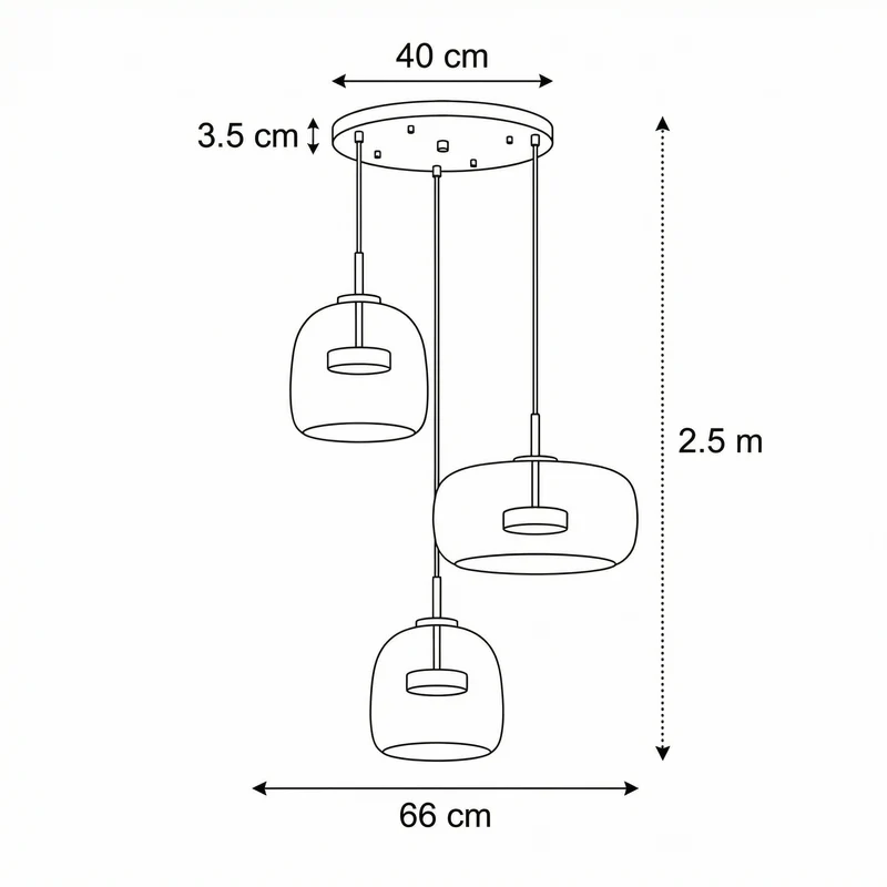 Scandinavische Glazen Hanglamp – Warm Sfeerlicht met Amber, Helder of Grijs Glas – Ø 15, 25 of 35 cm – Moderne Verlichting voor Keuken, Eetkamer en Woonkamer | Sansoti