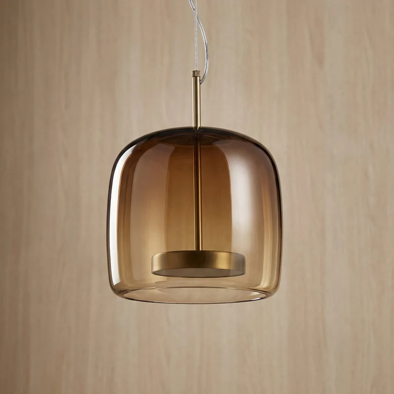 Scandinavische Glazen Hanglamp – Warm Sfeerlicht met Amber, Helder of Grijs Glas – Ø 15, 25 of 35 cm – Moderne Verlichting voor Keuken, Eetkamer en Woonkamer | Sansoti
