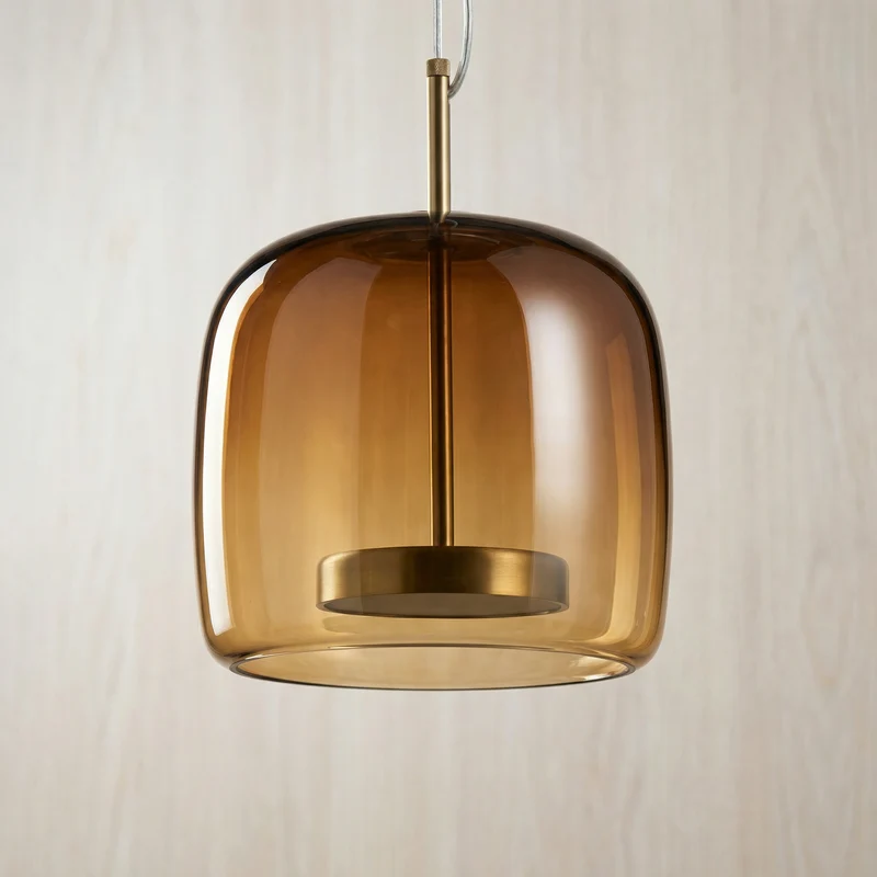 Scandinavische Glazen Hanglamp – Warm Sfeerlicht met Amber, Helder of Grijs Glas – Ø 15, 25 of 35 cm – Moderne Verlichting voor Keuken, Eetkamer en Woonkamer | Sansoti