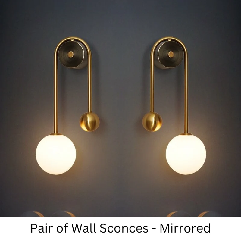 Goudkleurige Wandlamp met Wit Glazen Bol – Modern Scandinavisch Design voor Hal & Gang | Sansoti