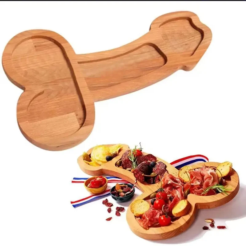 Multi-Compartiment Serveerplank van Donker Hout – Praktische Snackplank met Meerdere Vakjes voor Hapjes & Dips | Sansoti