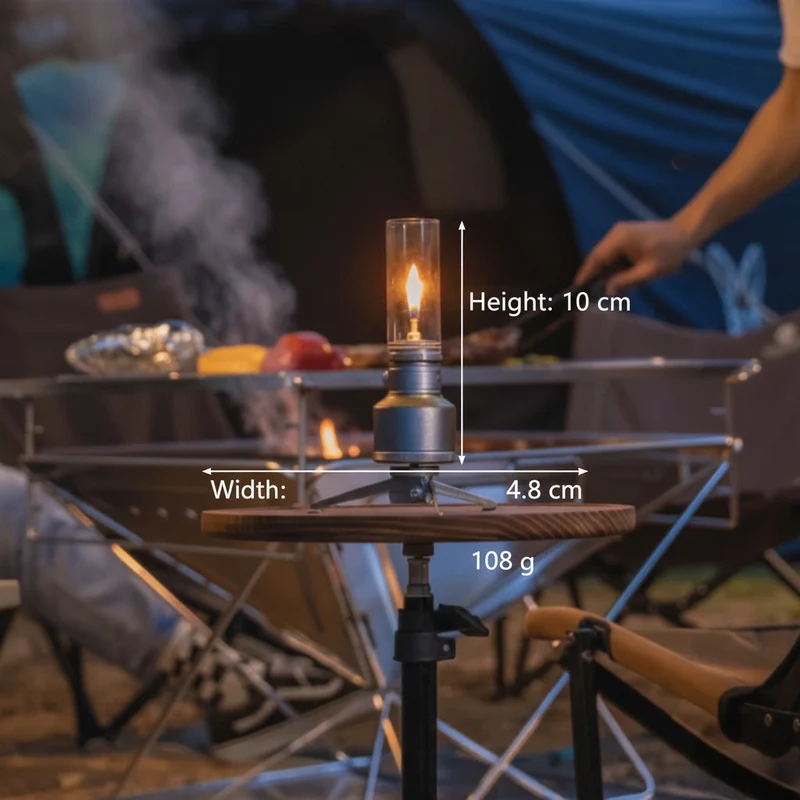 Vintage Campinglamp op Butaan met Verstelbare Vlam – Compact Buitenlicht voor Wandelaars en Avonturiers | Sansoti