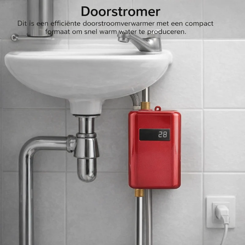 Tankloze Doorstroomverwarmer 3.8kW – Compacte Elektrische Boiler met Temperatuurbeveiliging en Direct Heet Water – 60°C Slimme Heetwaterverwarmer voor Keuken en Badkamer | Sansoti