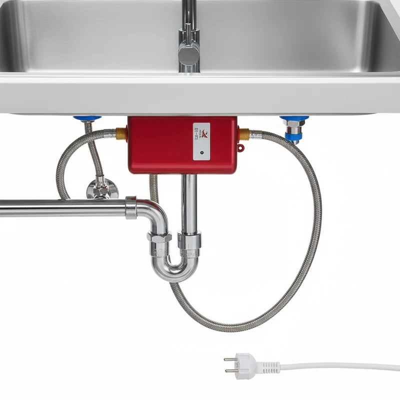 Tankloze Doorstroomverwarmer 3.8kW – Compacte Elektrische Boiler met Temperatuurbeveiliging en Direct Heet Water – 60°C Slimme Heetwaterverwarmer voor Keuken en Badkamer | Sansoti