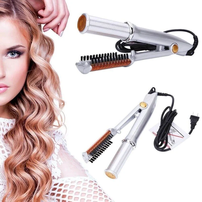 2-in-1 Haarstyler met Roterende Borstel en Keramische Plaat voor Krullen en Stijl Haar | Sansoti
