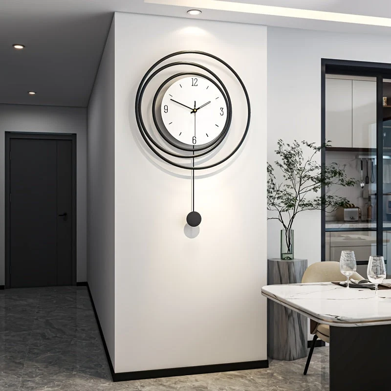 Metalen Wandklok Modern Minimalistisch – 72 cm hoog en 45 cm breed met Stil Uurwerk – Zwarte Muurdecoratie voor Woonkamer Kantoor | Sansoti