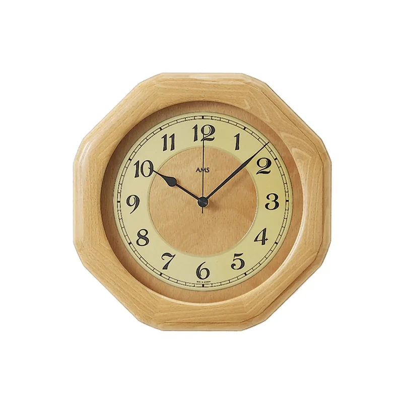 AMS Funk-Wanduhr F5859/18 Wanduhr Buche • Funkwerk • Mineralglas