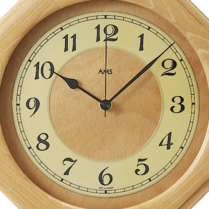 AMS Funk-Wanduhr F5859/18 Wanduhr Buche • Funkwerk • Mineralglas