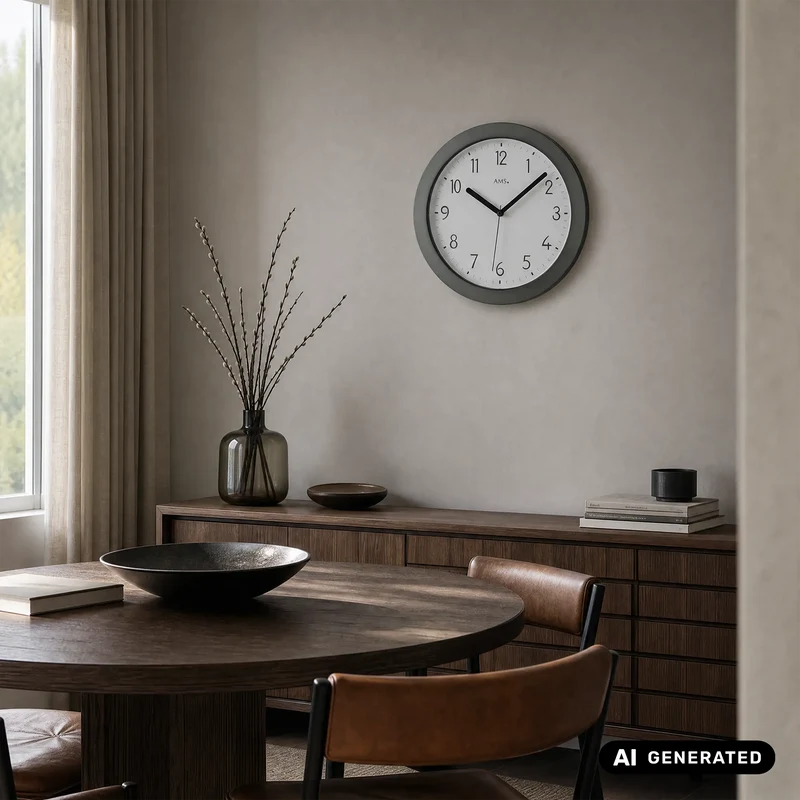 AMS Funk-Wanduhr F5845 Wanduhr Schwarz • Funkwerk • Kunststoffgehäuse