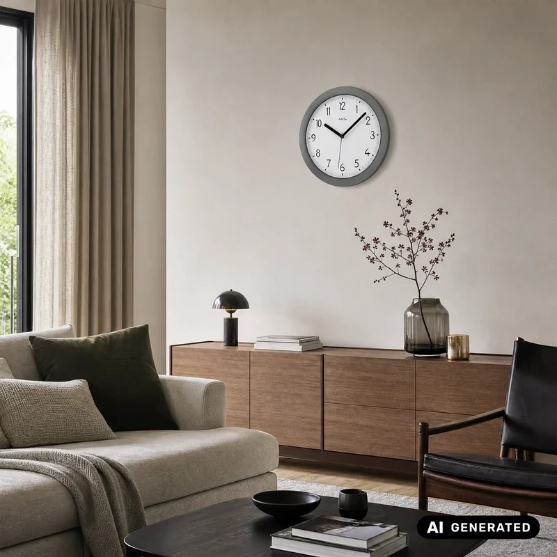 AMS Funk-Wanduhr F5845 Wanduhr Schwarz • Funkwerk • Kunststoffgehäuse
