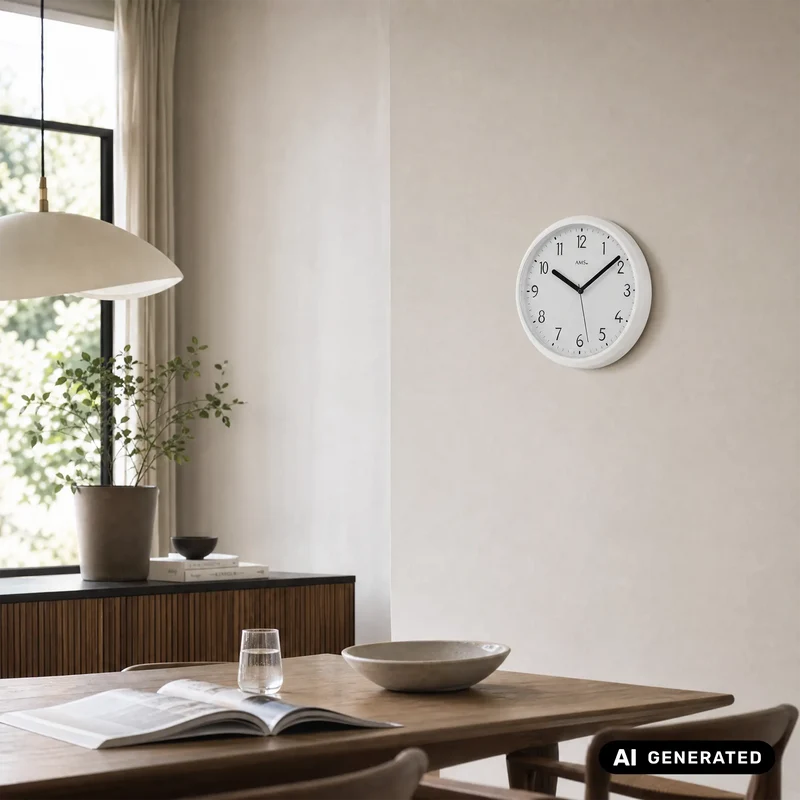 AMS F5844 Wanduhr Weiß • Funkwerk • Kunststoffgehäuse