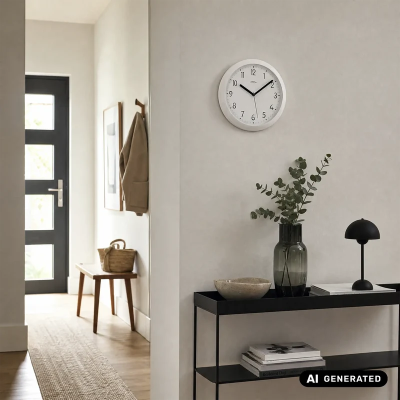 AMS F5844 Wanduhr Weiß • Funkwerk • Kunststoffgehäuse