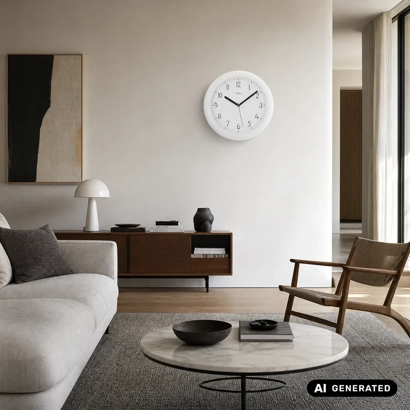 AMS F5844 Wanduhr Weiß • Funkwerk • Kunststoffgehäuse