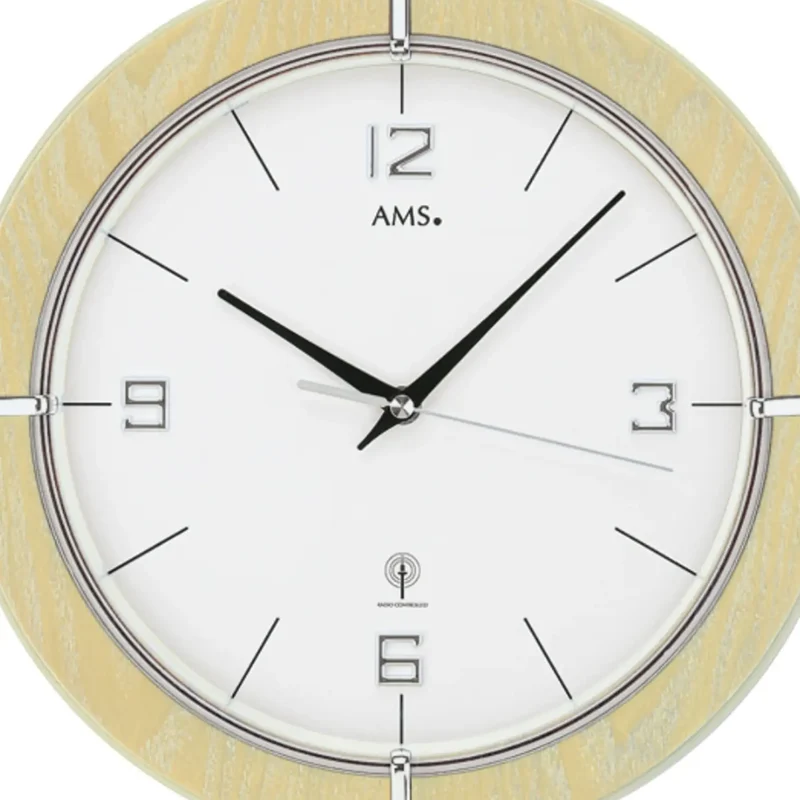 AMS F5830 Wanduhr Ahorn • Funkwerk • Mineralglas
